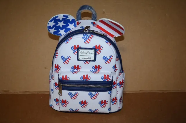Disney Parks  Loungefly Mickey Minnie Mouse Americana Mini Backpack