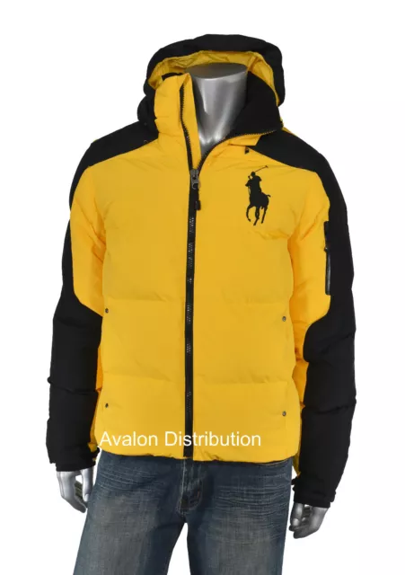 Polo Ralph Lauren Noir Jaune Grand Poney 650 Bas à Capuche Doudoune Neuf