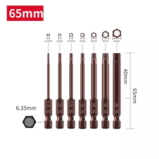 Ensemble de 7 embouts tête hexagonale magnétique alliage acier 1 5 6 mm taille