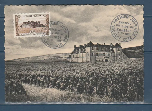 carte 1er jour  château de Clos Vougeot  Côte d' Or   de 1951