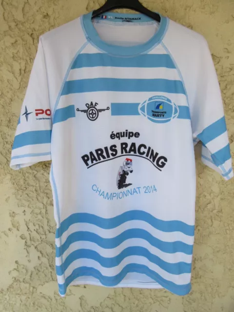 Maillot rugby CHALLENGE TRANSPORT MARTY porté n°12 équipe PARIS RACING shirt XL