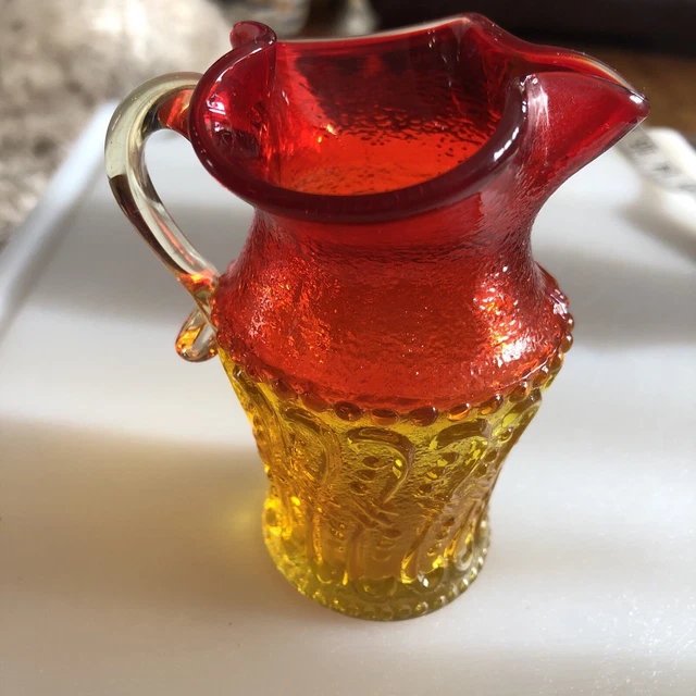 VINTAGE KANAWHA GLASS Amberina Repeat S” Creamer Mini Pitcher Orange