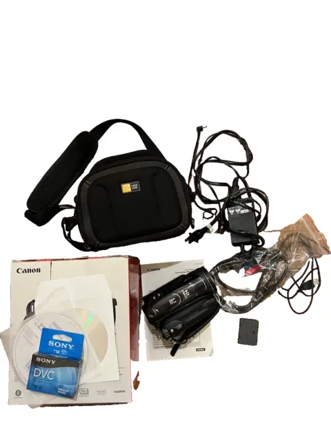 Videocámara Canon Vixia HV30 Mini DV HD con paquete de baterías estuche remoto paquete de cables 2