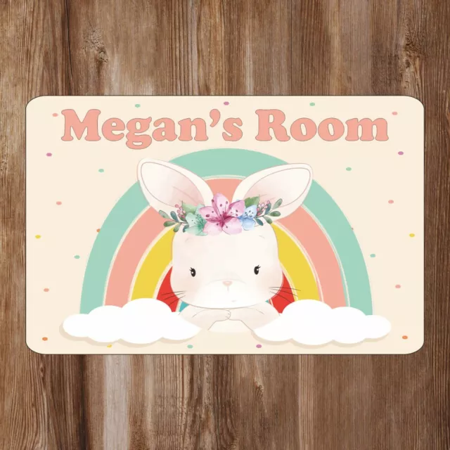 Bunny Kids Bedroom Door Sign Personalised With Any Name