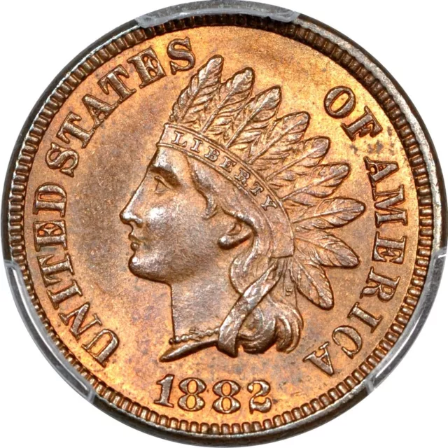1882 1C Snow-6 Indian Cent PCGS MS63RB (PHOTO SEAL)