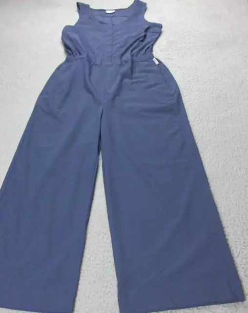 Columbia Jumpsuit Womens Medium Blue Sleeveless Tank Elastic Waist Snap Ladies