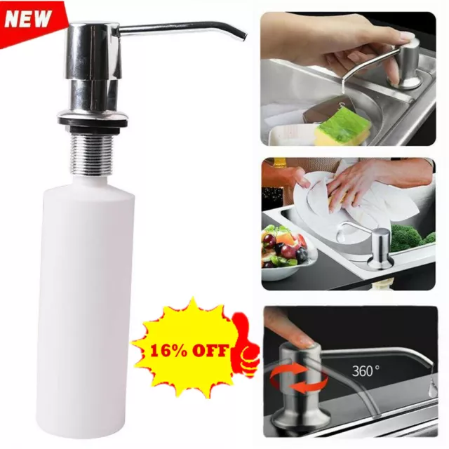 Dispensador de jabón fregadero 300 ml acero de cocina líquido a mano Reino Unido botella de bomba herramienta portátil