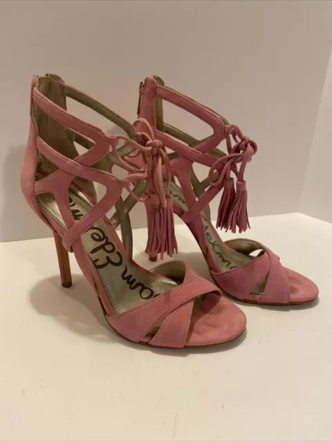 Sam Edelman Azela Suede leather pink lace up heels- size 7.5 - Used without box