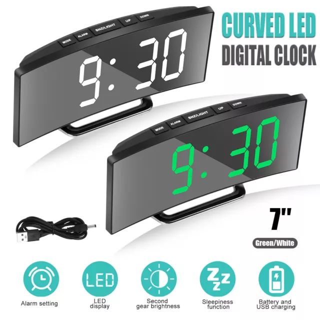 7" LED Wecker Digital Alarmwecker mit Projektion Temperatur USB Tischuhr Snooze