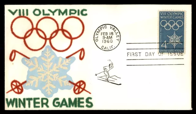 Mayfairstamps US FDC 1960 Olympics Velvetone Winter Games First Day Cover aaj_64