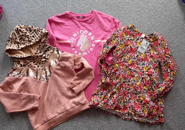 Girls Clothes Bundle Age 7-8 & 8Years Blouse, Jumper Dress, Hoodie