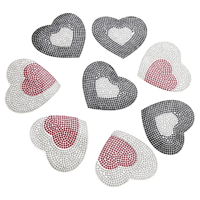 8pcs herzförmige Pflaster Strasskleidung Flecken dekorative