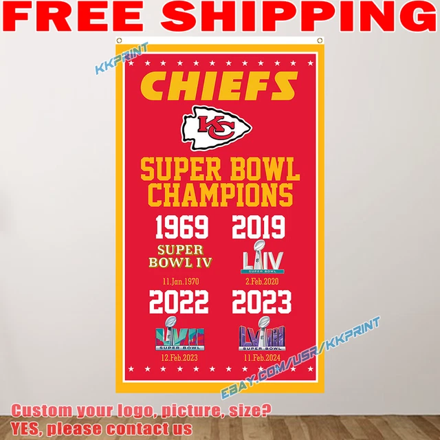 KANSAS CITY CHIEFS Super Bowl LVIII Champions 4 Year Flag Banner 3X5 FT