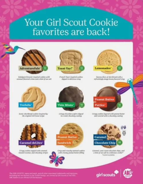 Ending 3/30…. 12 Pkg of 2024 Girl Scout Cookies Chose your own- FREE SHIPPING!