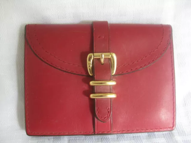 NWT Ralph Lauren Compact Women's Small Card Case Wallet Red Leather