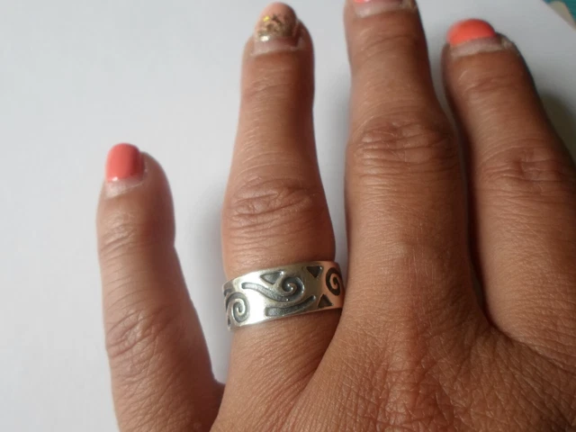 Bague En Argent Massif - Modèle Arabesques, Taille 57, Occasion