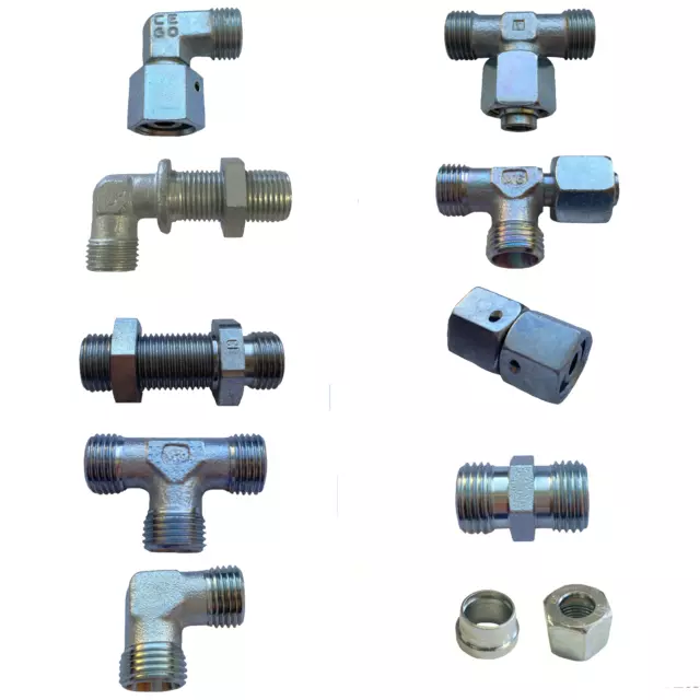 Schneidringverschraubung Hydraulik Verschraubung DIN 2353 LR Stahl verzinkt OMD