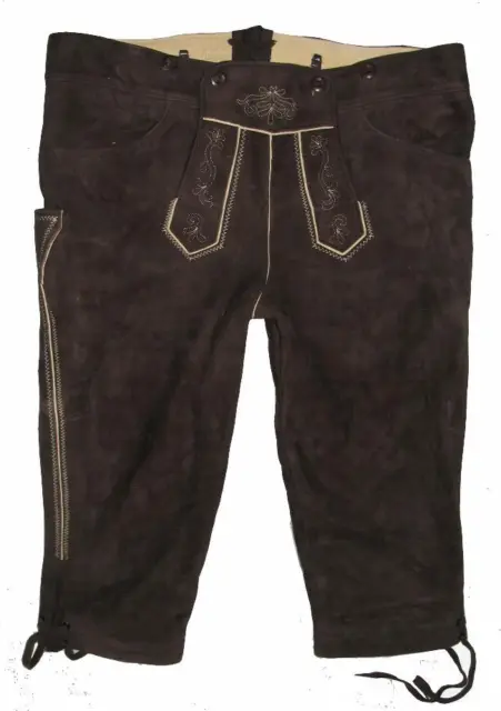 " Alphorn " Uomo- Trachten- Kniebund- Pantaloni IN Pelle Costume Braun Circa