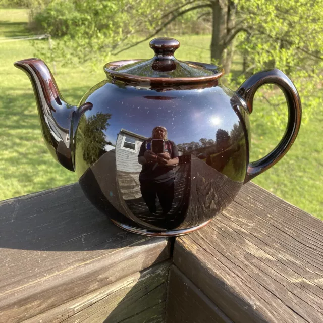 VINTAGE SADLER TEAPOT Brown Betty Style Filtered