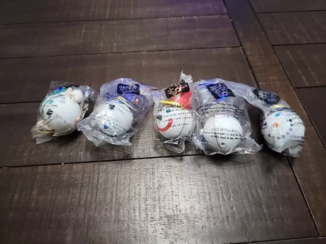 5 NEW! Jack In The Box Christmas Antenna Ball Set- Snowman, Elf, New Years