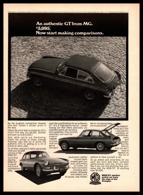 1967 MGB GT Mark 2 2-Door Coupe 1799 cc Engine 91 HP $3,095 Vintage MG Print Ad