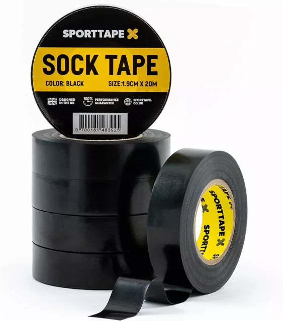 6 Rolls Sock Tape PVC Football, Soccer & Rugby Boot Tape Shin Pads, Shin Guards