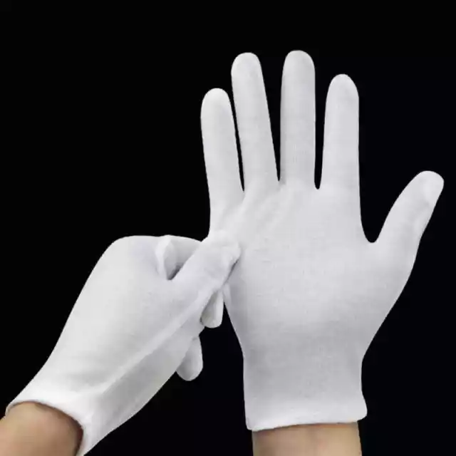 12 Pairs -  LARGE Light Cotton Inspection Gloves Coin Jewelry Stamp Silver Gold