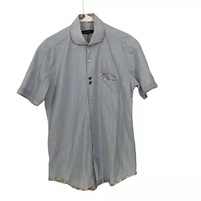 Bogosse Mens Size M? Blue Cotton Short Sleeve Mini Lewis Shirt