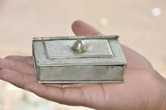 Old White Metal Book Shape 3 Compartment Betel Nut Box