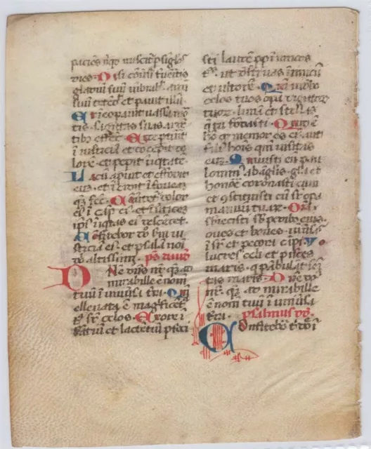 RARE  ILLUMINATED Medieval BREVIARY Book Hours MANUSCRIPT Vellum LEAF Lucca 1464