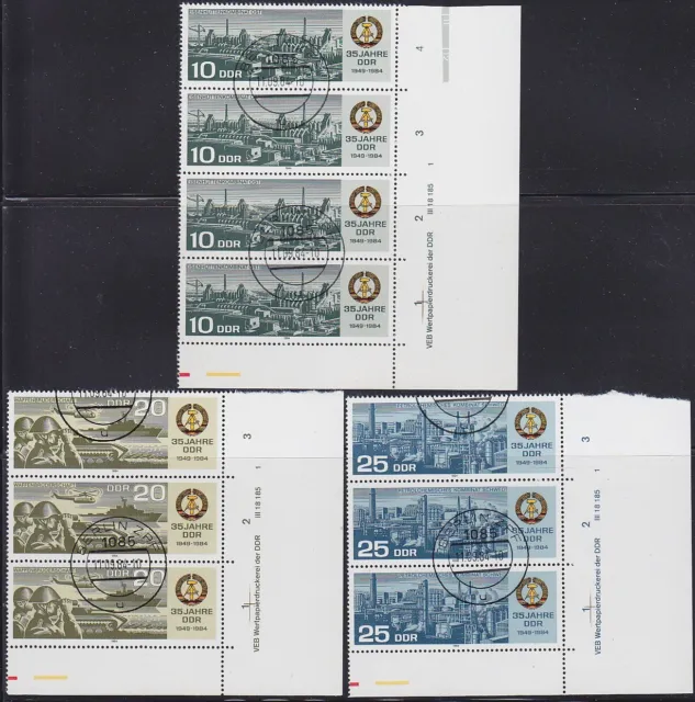 Briefmarken DDR MiNr.2893-95 35 J.DDR Druckvermerk DV WPD 1 gest