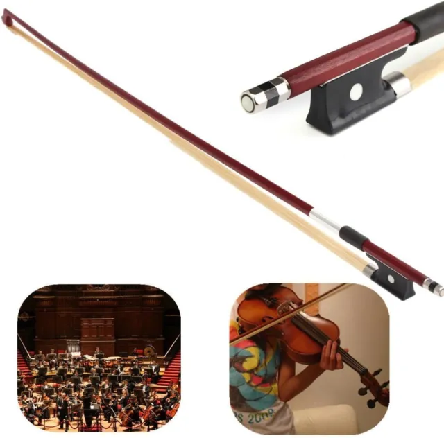 Professional 4/4 Brazilwood Ebony Frog Violin Arbor White Horsehair Violin Bow