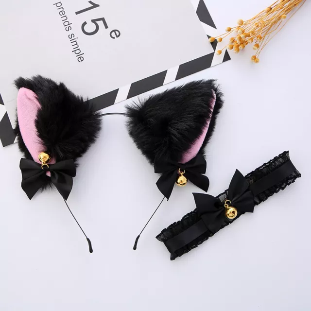 1 Set Di Fascia Per Orecchie Di Gatto E Set Di Costumi Cosplay In Pizzo -