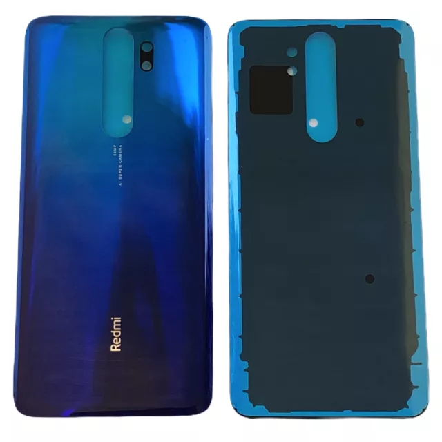 Akkudeckel für Xiaomi Redmi Note 8 Pro Backcover Rückseite Glas Mineral Blau