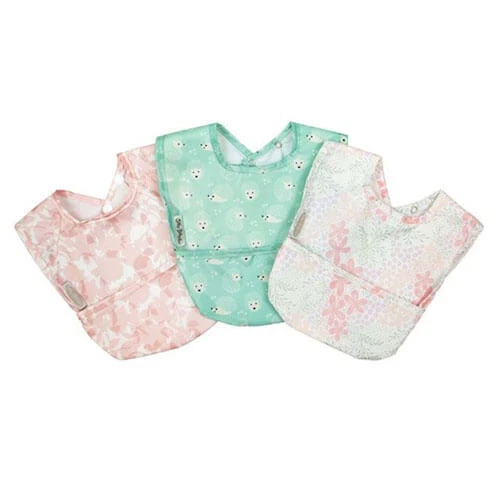 GIRL Silly Billyz Nylon Pocket Bib Cotton Velour Front Non Rip Nylon Pack Of 3