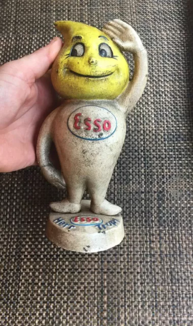 Cast Iron Esso Piggy Bank Oil Gas Coal Collector 3+LB Herr Tropf Man Cave Garage