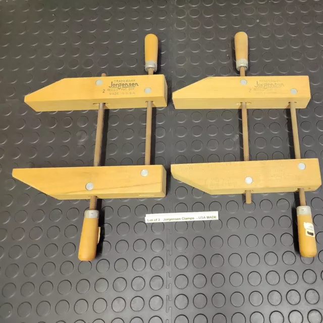 Lot of 2 Jorgensen No. 2, 12" Wood Adj Parallel Hand Screw Clamps NOS USA