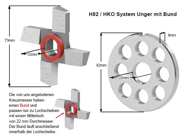 H82 Set 2x Messer + Vorschn. + Lochsch. 3 + 5 + 8 + 10 + 13 mm + Ringe Edelstahl 2