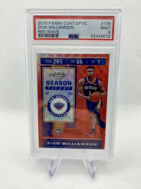 Zion Williamson PSA 9 2019 Contenders Optic RED WAVE Prizm Rookie Card - RC 135