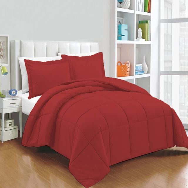 Goose Down Alternative Cotton Comforter & Sets Burgundy Solid Select Item