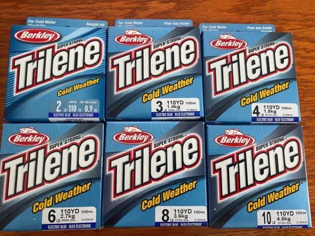 BERKLEY TRILENE COLD Weather Ice Fishing Line 110YD Electric Blue CHOOSE  WEIGHT $8.50 - PicClick