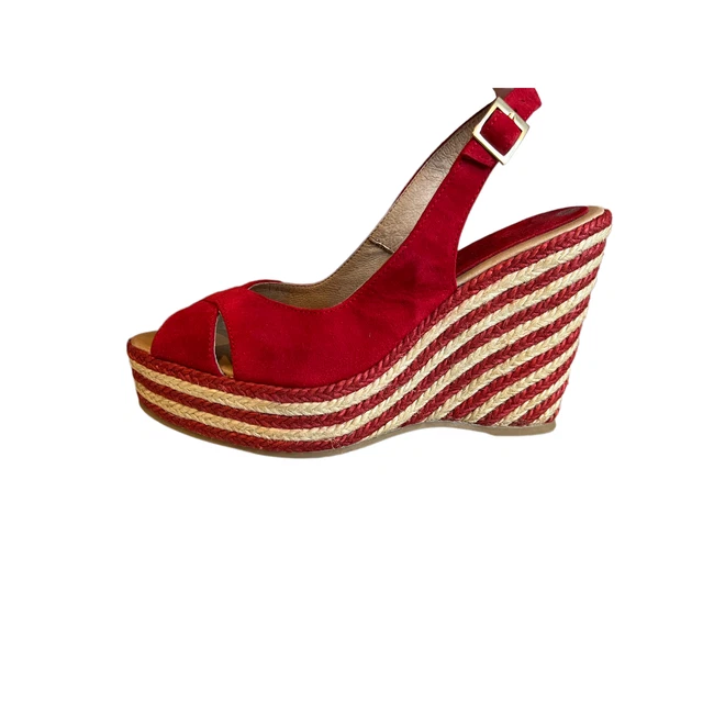 Palomitas Paloma Barcelo red suede espadrille wedges 8