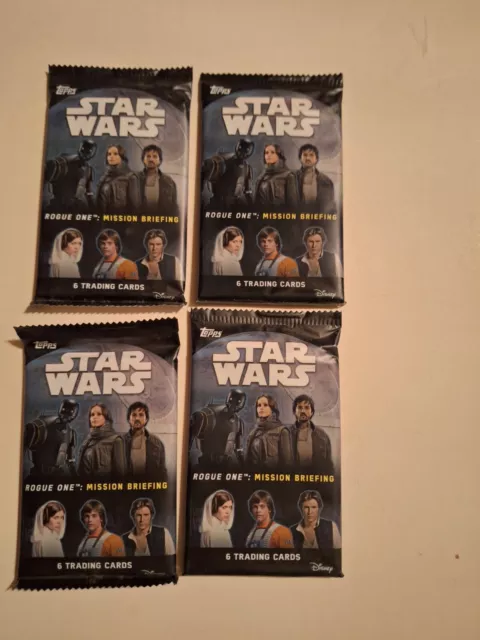 Lot of 4 Sealed 2016 Star Wars Rogue One Mission Briefing Trading Cards.