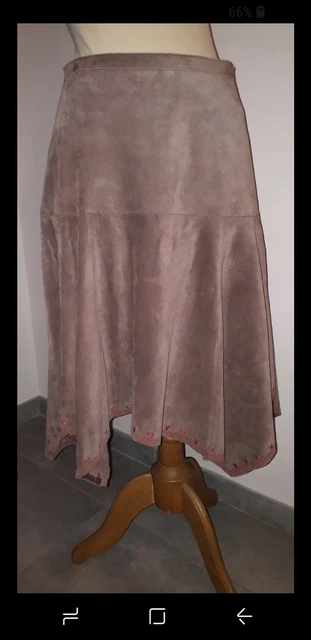 JUPE LONGUE ESPRIT boh me en vrai daim beige Promod taille 38 EUR