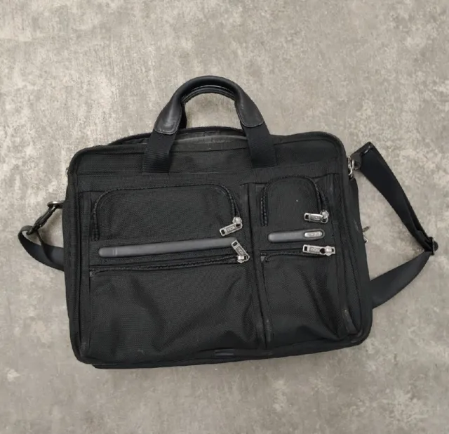 TUMI 'Alpha 2' Black Nylon Expandable Organizer Laptop Briefcase - 26141DH