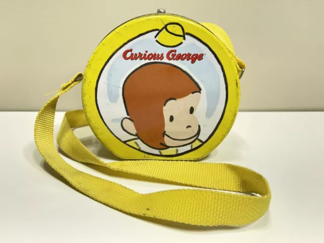 Vintage 1999 Curious George Tin Case Handbag With Yellow Strap