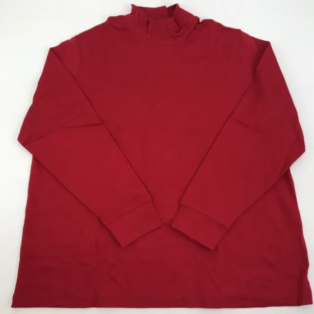 Lands' End Mock Turtleneck 1X Women's Plus Size Long Sleeve Red Top Shirt New