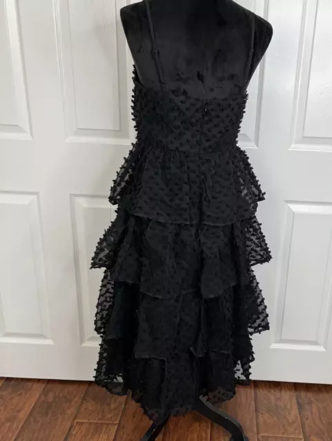 LULU’S FLIRTING WITH You Black Tiered Pom Pom Midi Dress Medium NWT $45 ...