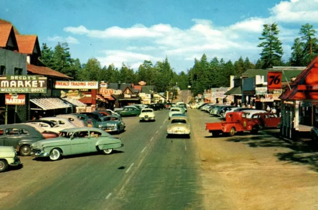 c1960's Big Bear California Main Street Unposted Vintage CA Postcard