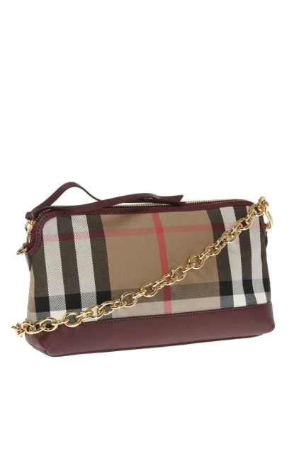 Nwt Burberry House Check Derby Leather Abingdon Crossbody Bag Clutch